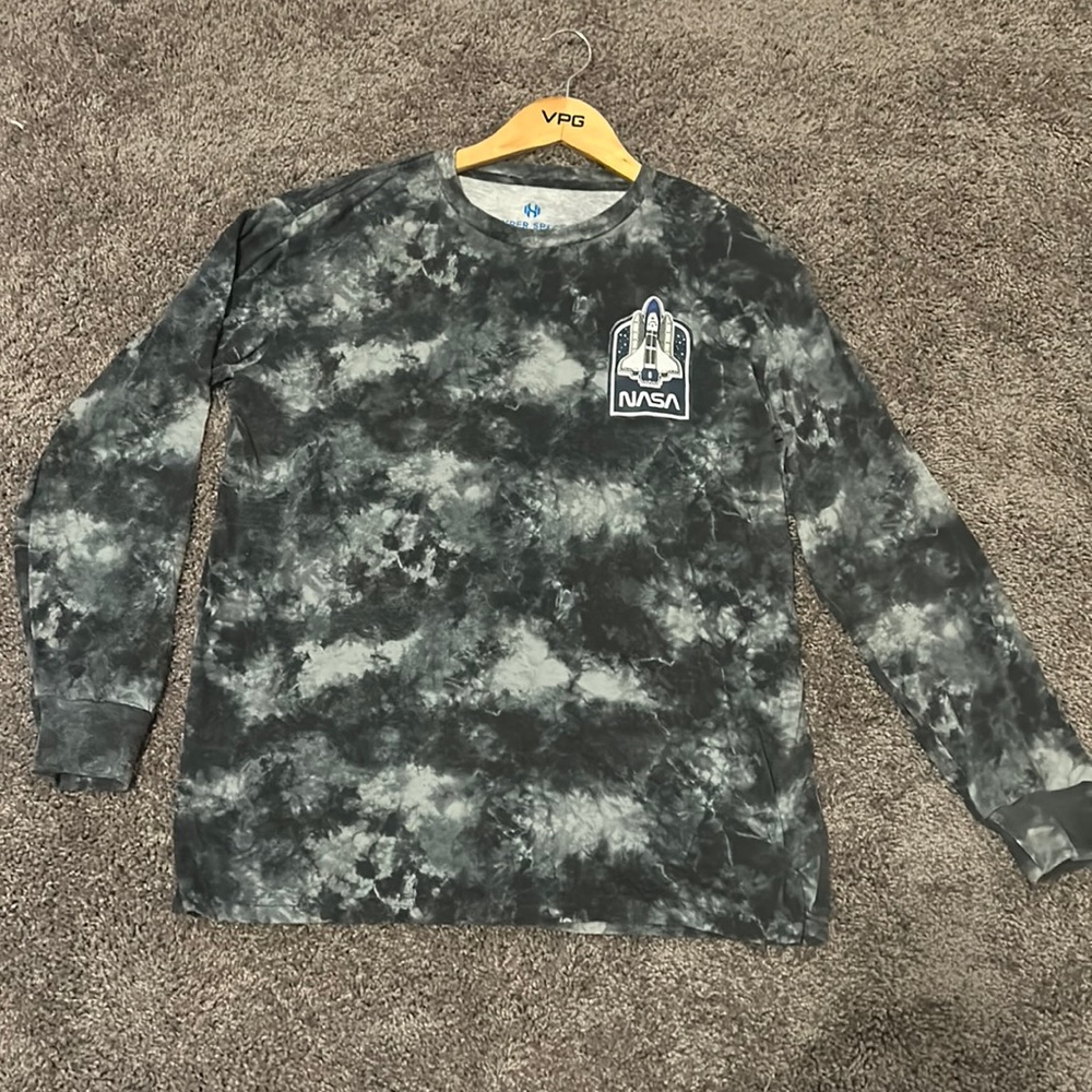 Black Tie Dye Hyper Space NASA Long Sleeve T-Shirt